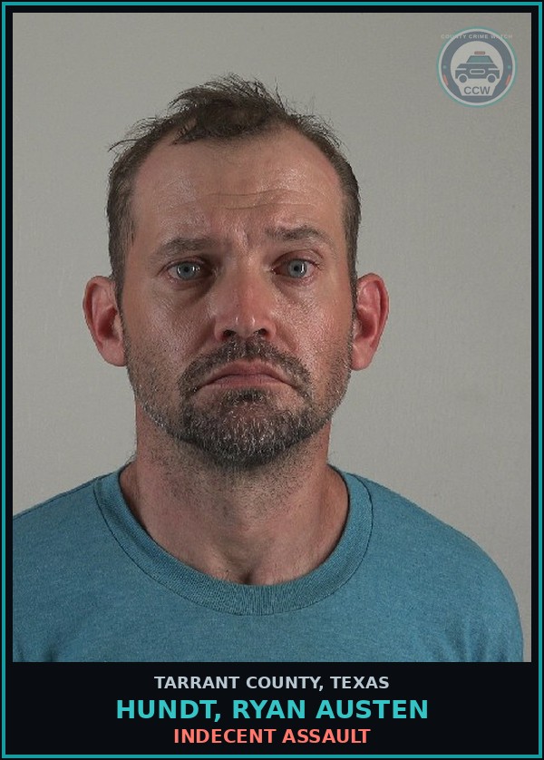 Booking mugshot of Hundt, Ryan Austen in Tarrant County