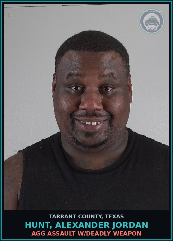 Booking mugshot of Hunt, Alexander Jordan in Tarrant County