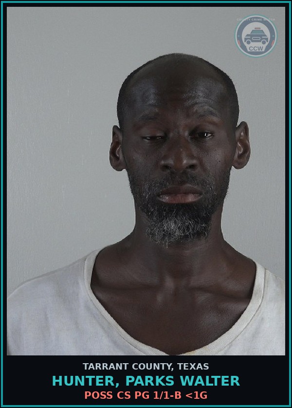 Booking mugshot of Hunter, Parks Walter in Tarrant County