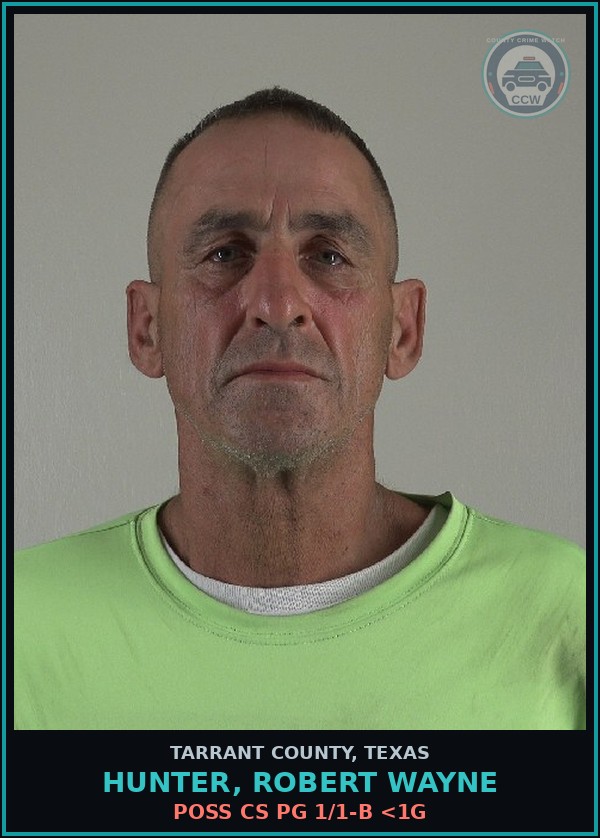 Booking mugshot of Hunter, Robert Wayne in Tarrant County