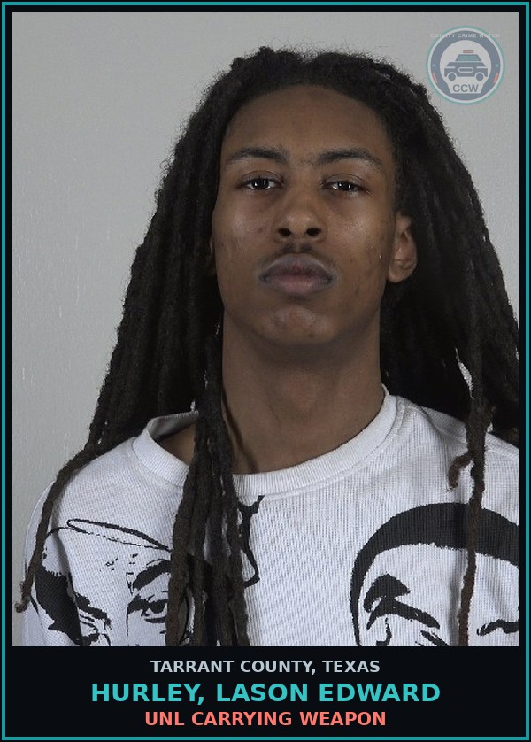 Booking mugshot of Hurley, Lason Edward in Tarrant County
