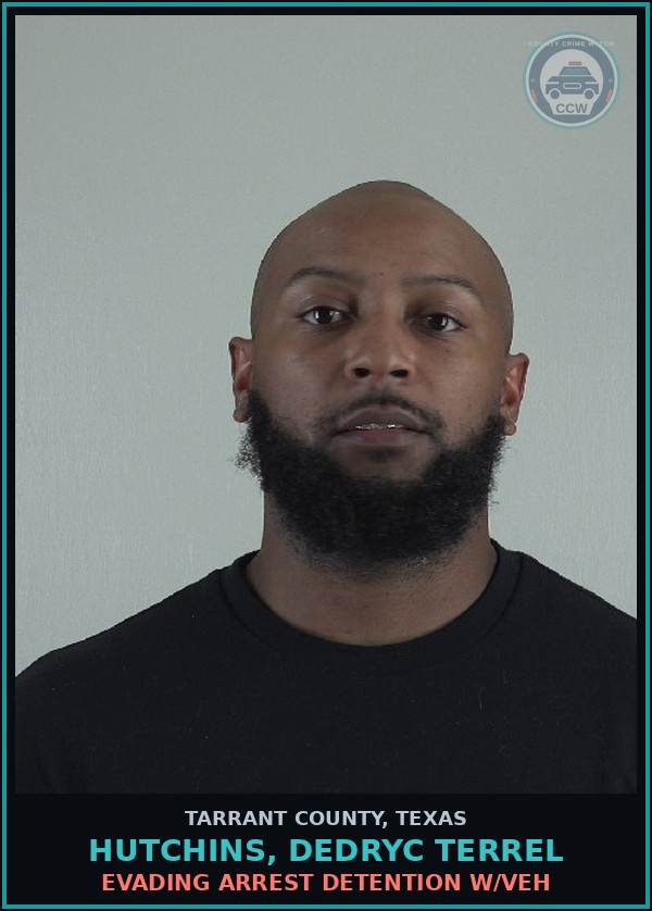 Booking mugshot of Hutchins, Dedryc Terrel in Tarrant County