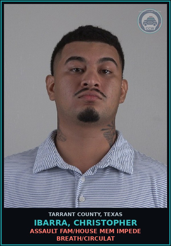 Booking mugshot of Ibarra, Christopher in Tarrant County