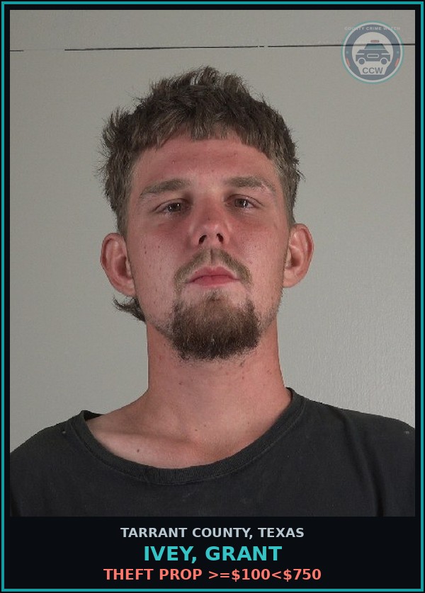 Booking mugshot of Ivey, Grant in Tarrant County