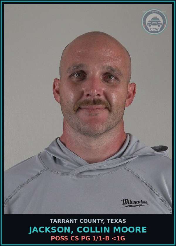 Booking mugshot of Jackson, Collin Moore in Tarrant County