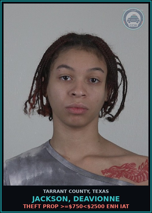 Booking mugshot of Jackson, Deavionne in Tarrant County
