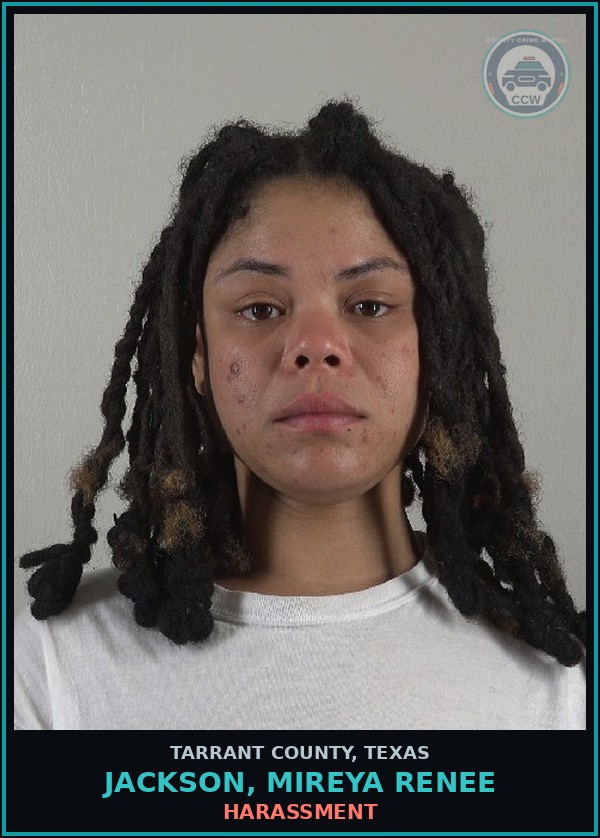 Booking mugshot of Jackson, Mireya Renee in Tarrant County