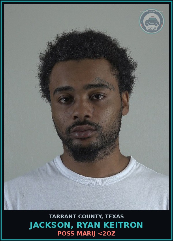 Booking mugshot of Jackson, Ryan Keitron in Tarrant County