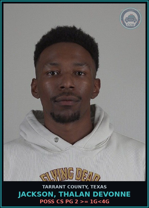 Booking mugshot of Jackson, Thalan Devonne in Tarrant County