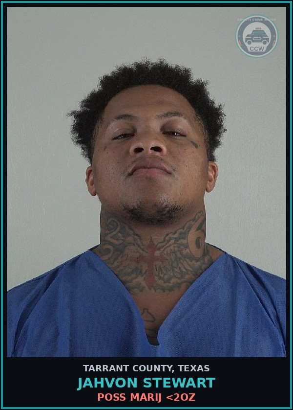 Booking mugshot of Jahvon Stewart in Tarrant County