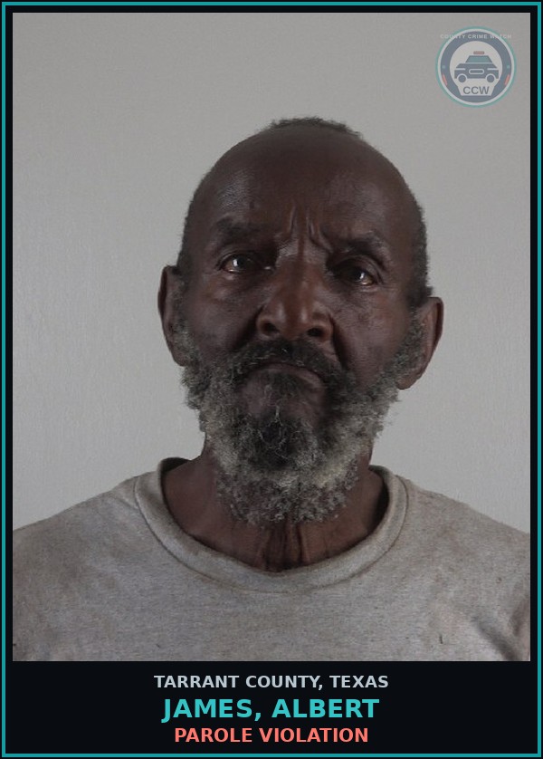 Booking mugshot of James, Albert in Tarrant County