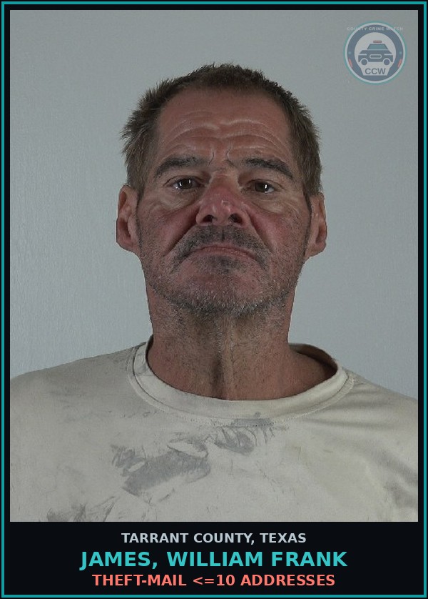 Booking mugshot of James, William Frank in Tarrant County