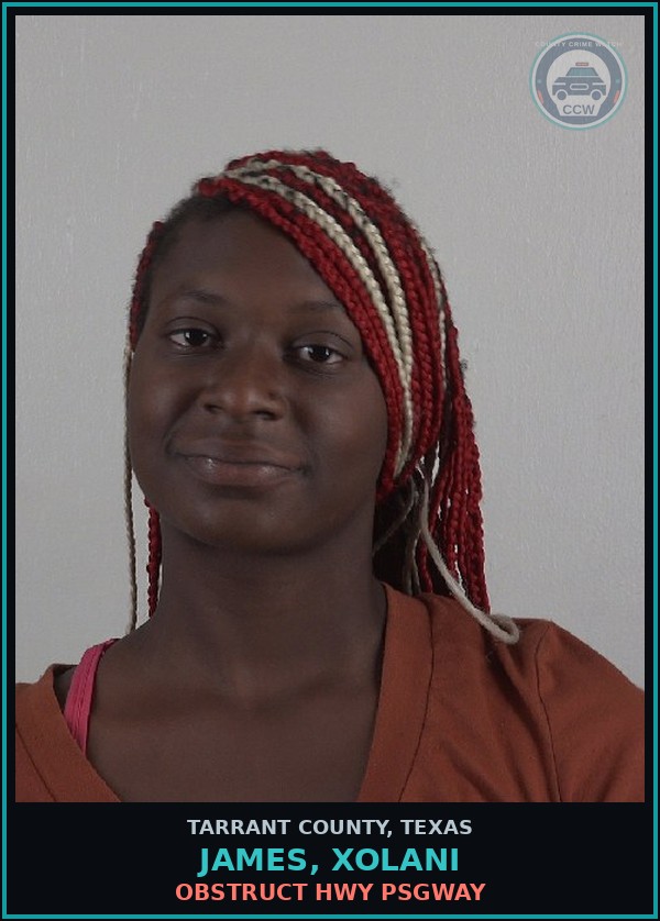 Booking mugshot of James, Xolani in Tarrant County