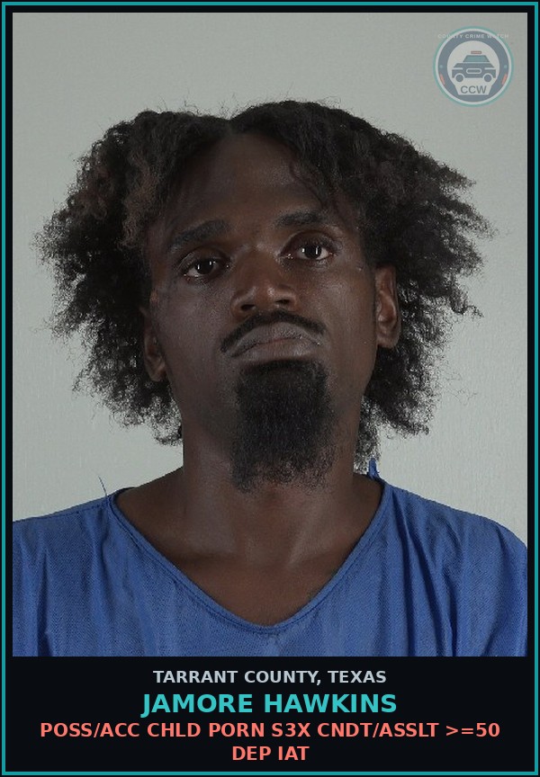 Booking mugshot of Jamore Hawkins in Tarrant County