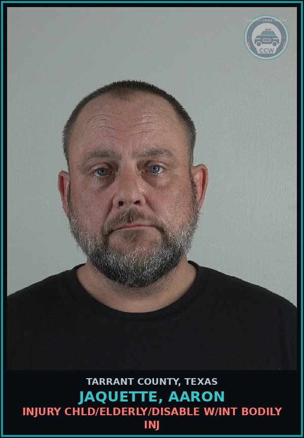 Booking mugshot of Jaquette, Aaron in Tarrant County