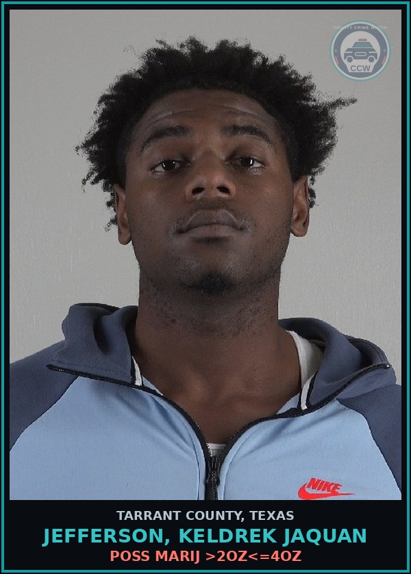 Booking mugshot of Jefferson, Keldrek Jaquan in Tarrant County