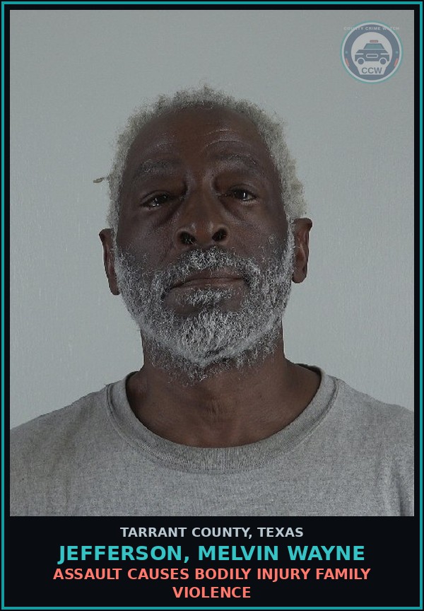 Booking mugshot of Jefferson, Melvin Wayne in Tarrant County