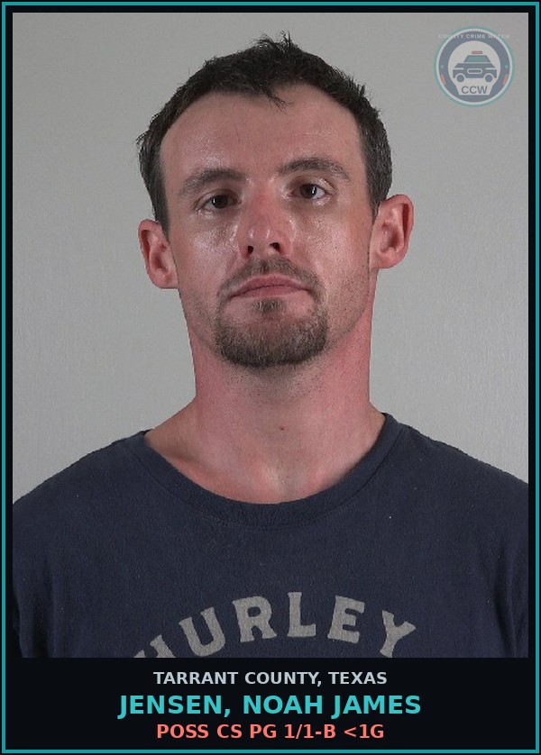 Booking mugshot of Jensen, Noah James in Tarrant County