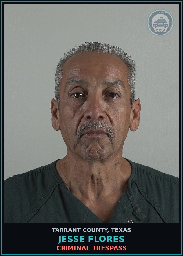 Booking mugshot of Jesse Flores in Tarrant County