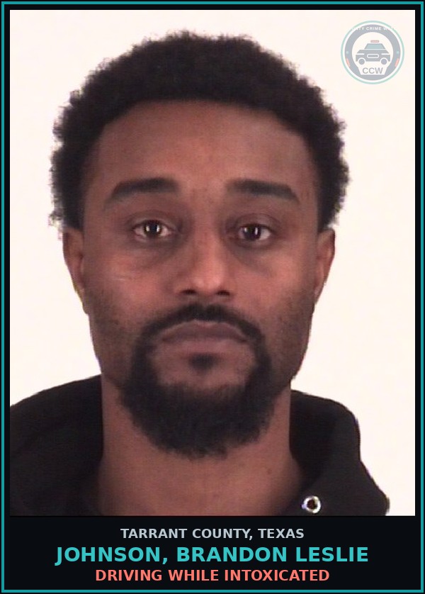 Booking mugshot of Johnson, Brandon Leslie in Tarrant County