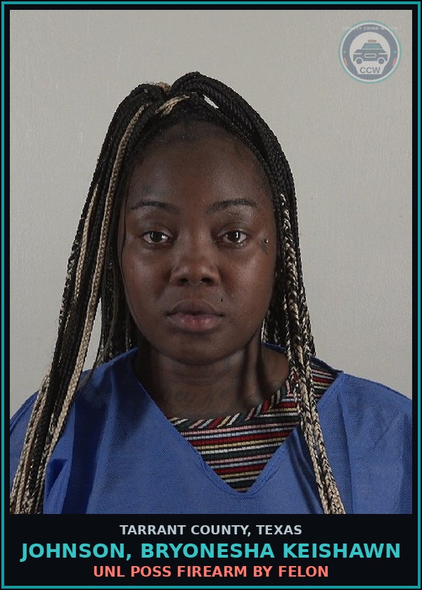 Booking mugshot of Johnson, Bryonesha Keishawn in Tarrant County