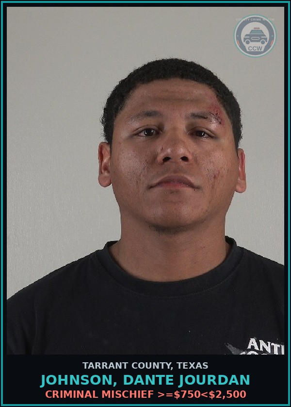 Booking mugshot of Johnson, Dante Jourdan in Tarrant County