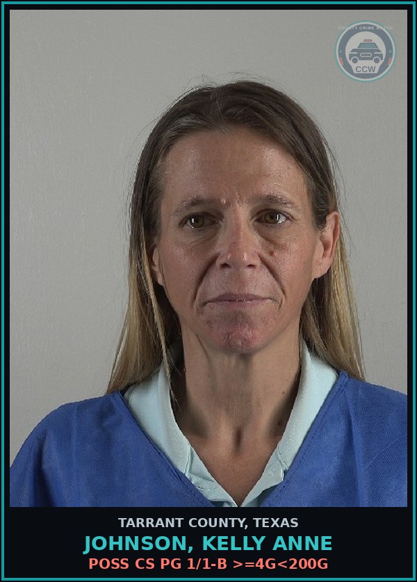 Booking mugshot of Johnson, Kelly Anne in Tarrant County