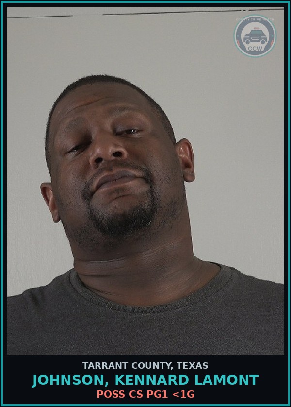 Booking mugshot of Johnson, Kennard Lamont in Tarrant County