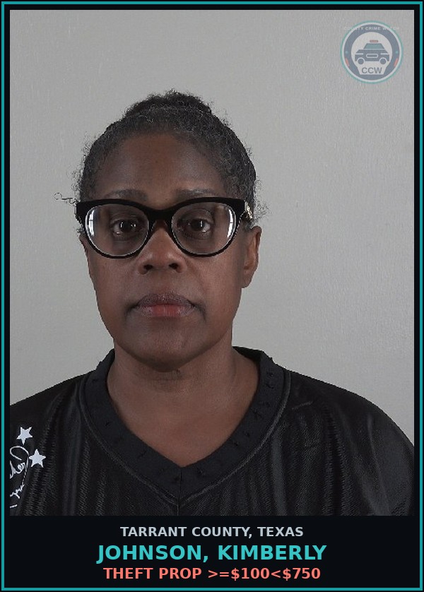 Booking mugshot of Johnson, Kimberly in Tarrant County