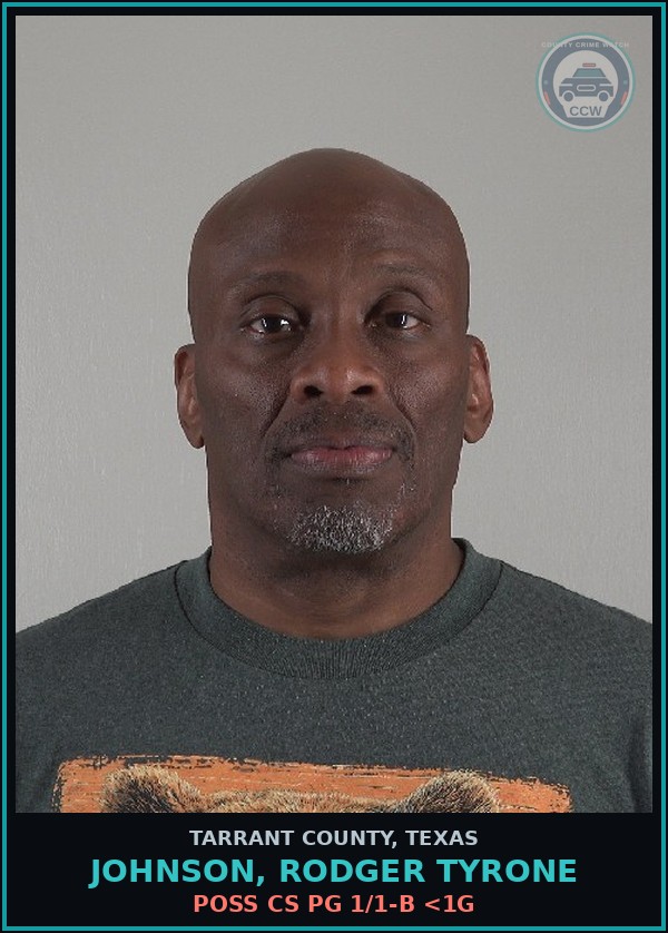 Booking mugshot of Johnson, Rodger Tyrone in Tarrant County