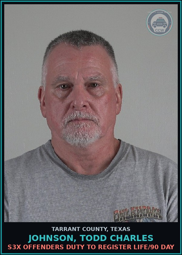 Booking mugshot of Johnson, Todd Charles in Tarrant County
