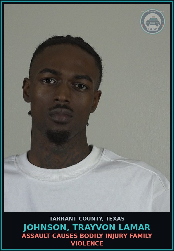 Booking mugshot of Johnson, Trayvon Lamar in Tarrant County