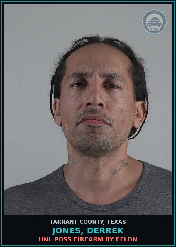 Booking mugshot of Jones, Derrek in Tarrant County