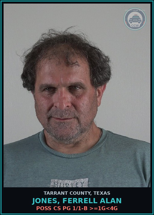 Booking mugshot of Jones, Ferrell Alan in Tarrant County
