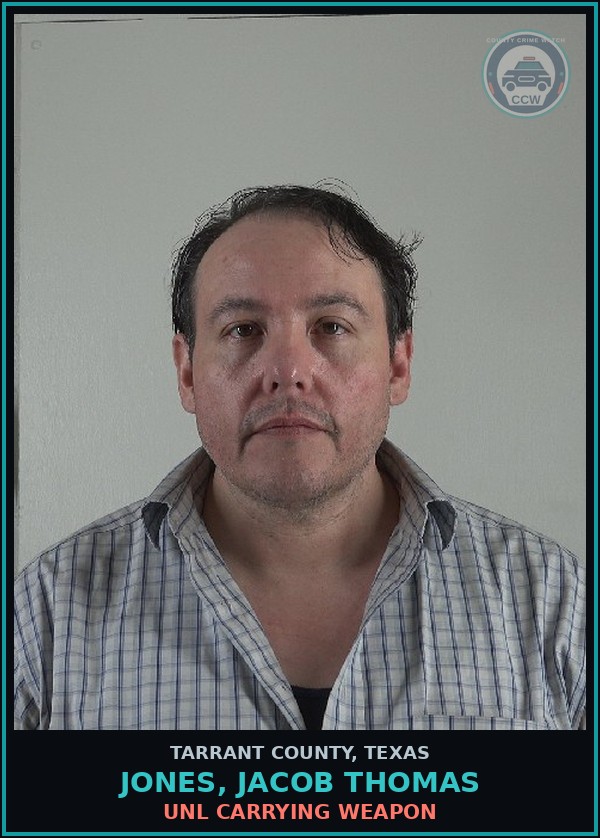 Booking mugshot of Jones, Jacob Thomas in Tarrant County