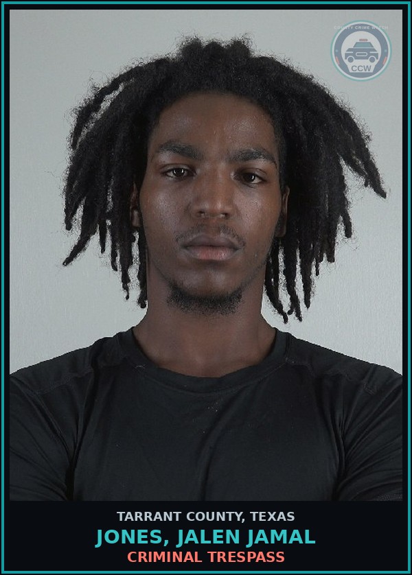 Booking mugshot of Jones, Jalen Jamal in Tarrant County