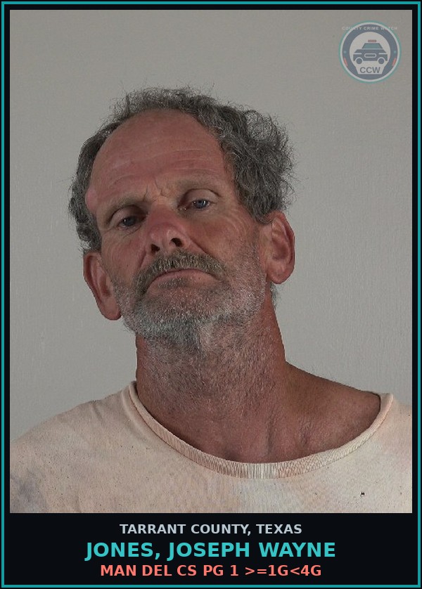 Booking mugshot of Jones, Joseph Wayne in Tarrant County