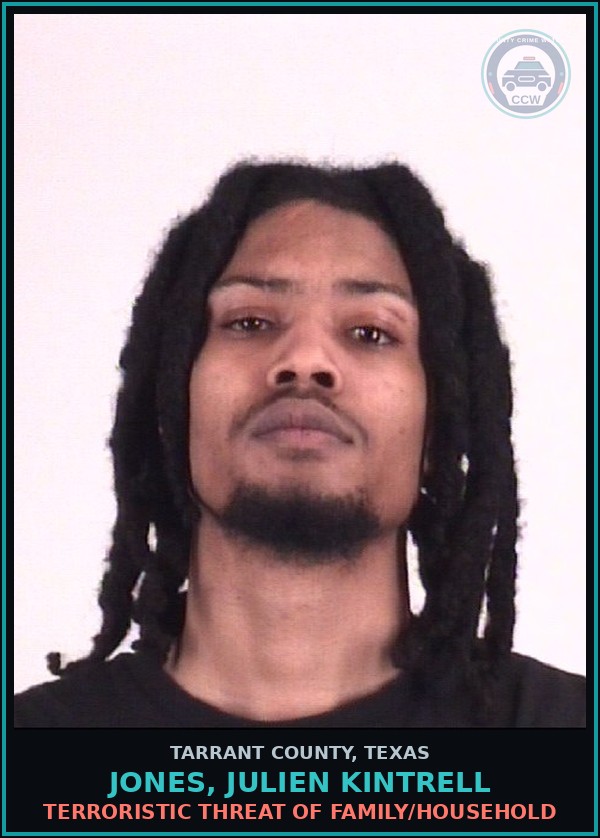 Booking mugshot of Jones, Julien Kintrell in Tarrant County