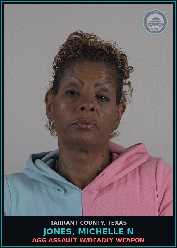 Booking mugshot of Jones, Michelle N in Tarrant County
