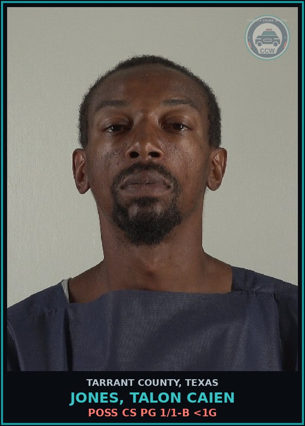 Booking mugshot of Jones, Talon Caien in Tarrant County