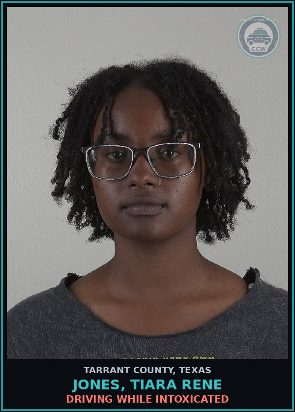 Booking mugshot of Jones, Tiara Rene in Tarrant County
