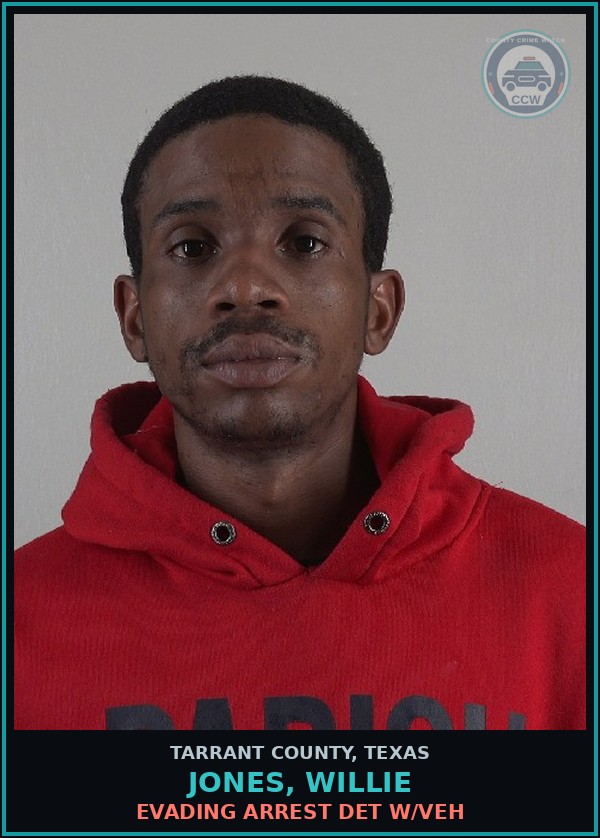 Booking mugshot of Jones, Willie in Tarrant County