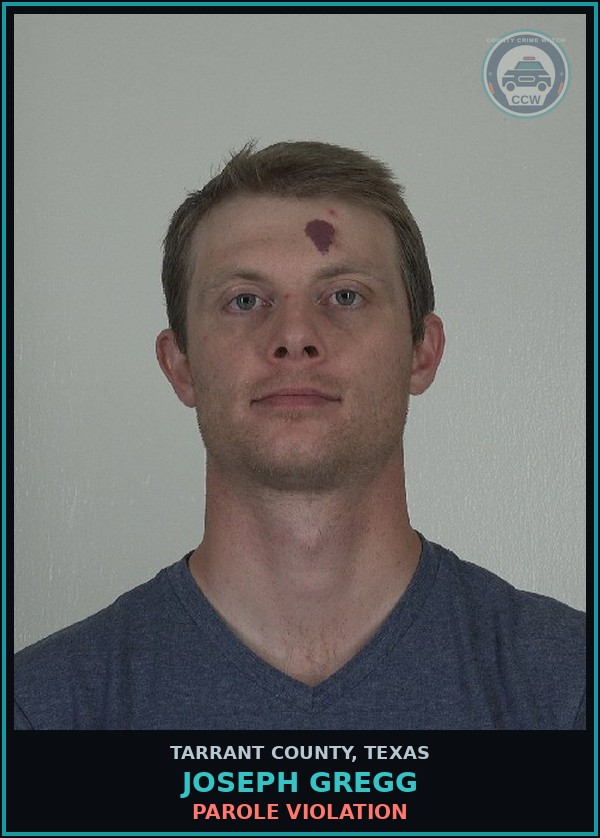 Booking mugshot of Joseph Gregg in Tarrant County