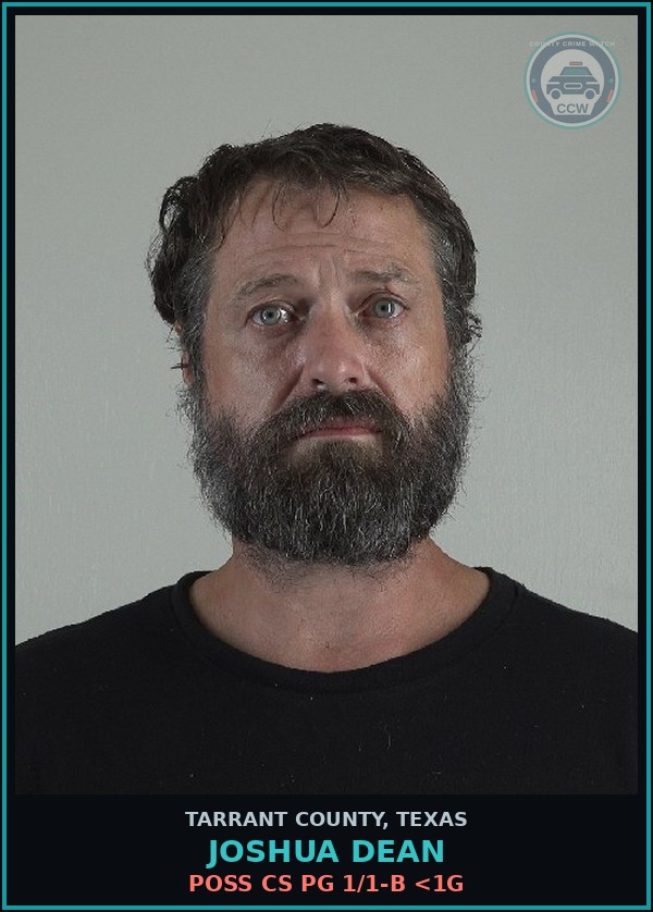 Booking mugshot of Joshua Dean in Tarrant County