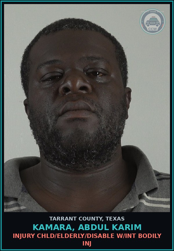 Booking mugshot of Kamara, Abdul Karim in Tarrant County