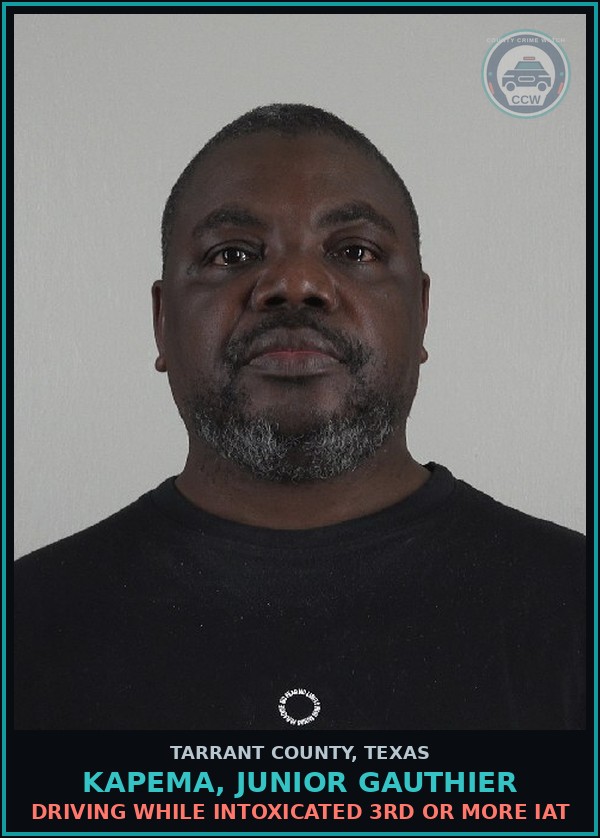 Booking mugshot of Kapema, Junior Gauthier in Tarrant County
