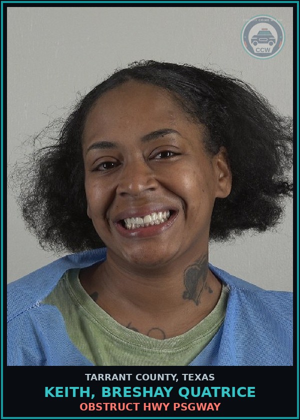 Booking mugshot of Keith, Breshay Quatrice in Tarrant County