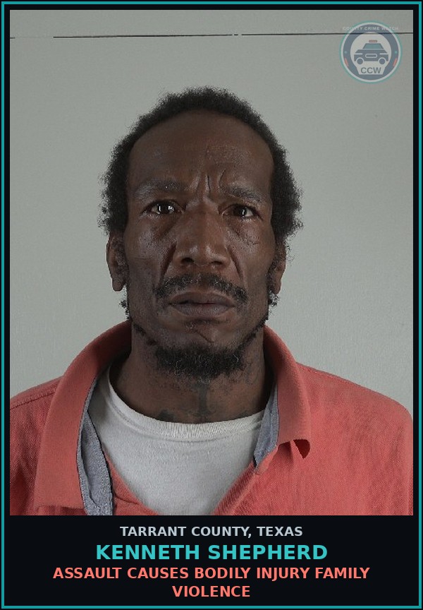Booking mugshot of Kenneth Shepherd in Tarrant County