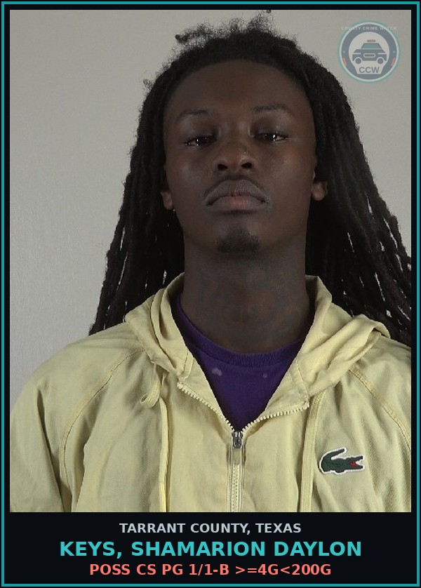 Booking mugshot of Keys, Shamarion Daylon in Tarrant County