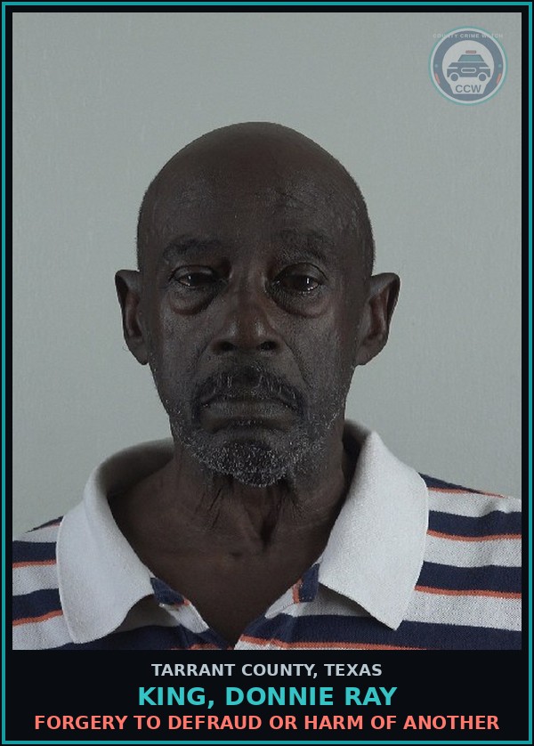 Booking mugshot of King, Donnie Ray in Tarrant County